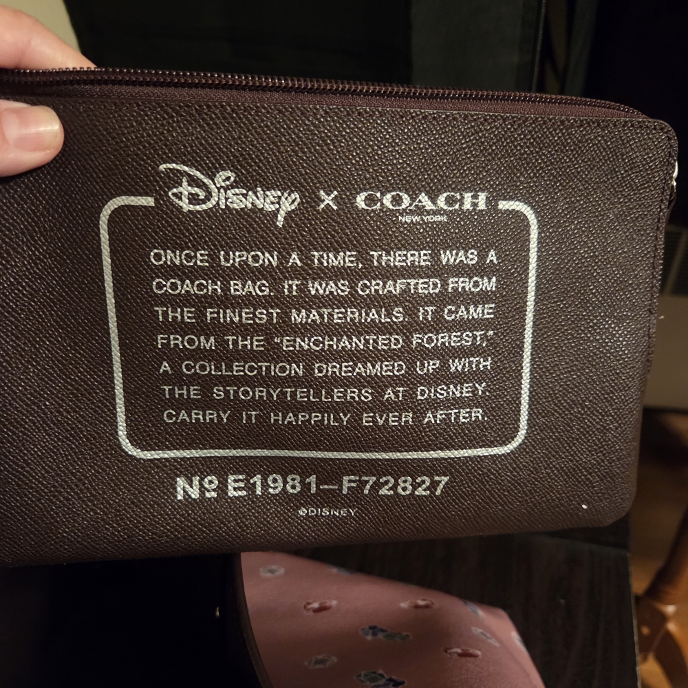 Disney Coach Pink Reversible Tote w/Multicolor Gemstone Design & Attached Wallet - Picture 4 of 11